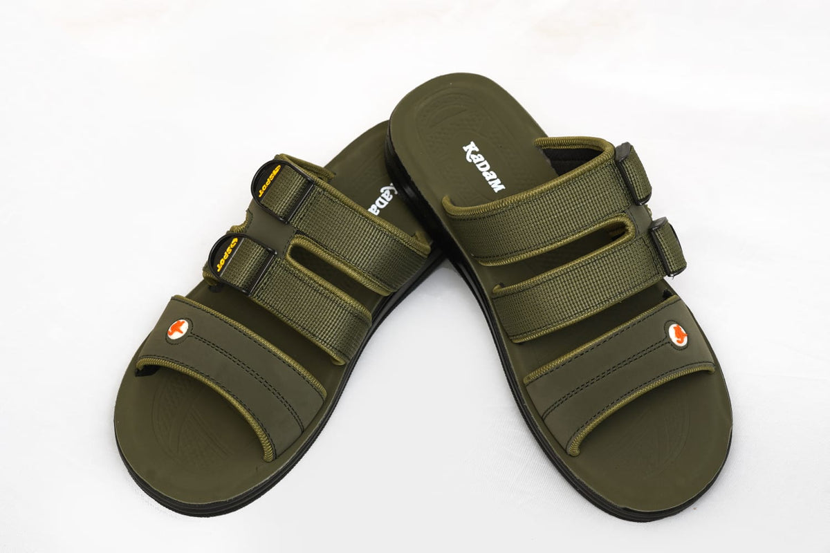 KADAM Men’s Olive Green Tactical Dual-Strap Slides