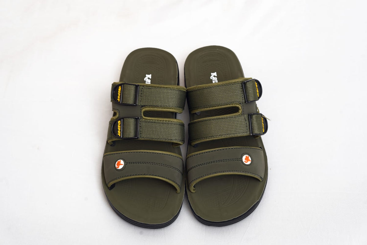 KADAM Men’s Olive Green Tactical Dual-Strap Slides