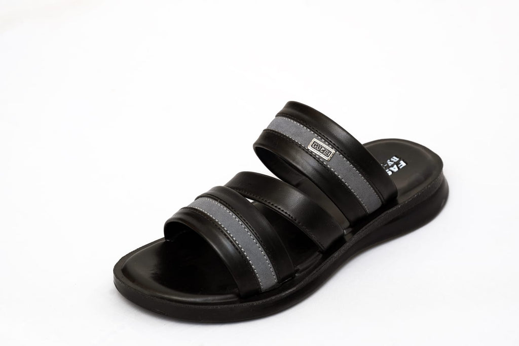 Men’s Multi-Strap Black Casual Slides