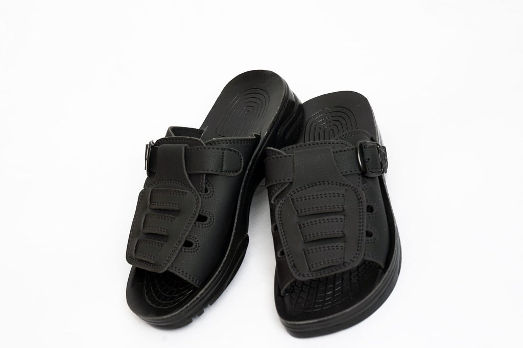Men’s Black Adjustable Buckle Slide Sandals