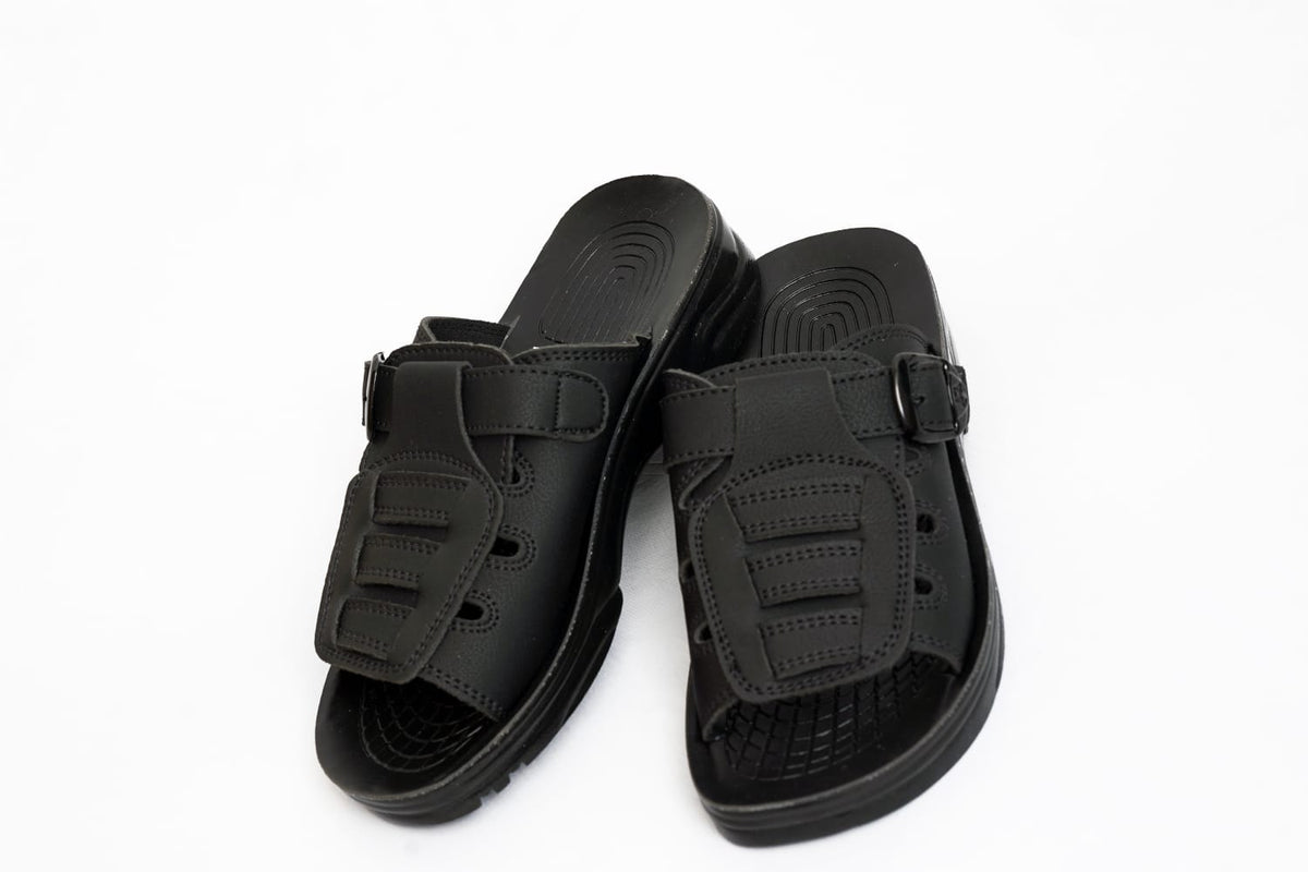 Men’s Black Adjustable Buckle Slide Sandals