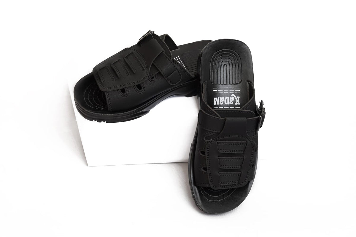 Men’s Black Adjustable Buckle Slide Sandals